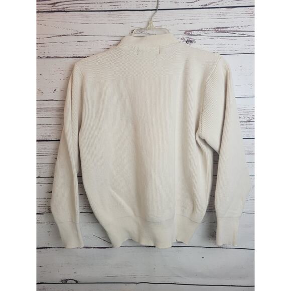 Vtg 80s 90s Eddie Bauer Sweater Off White Henley Knit Pullover Men's Size Large - Picture 8 of 10